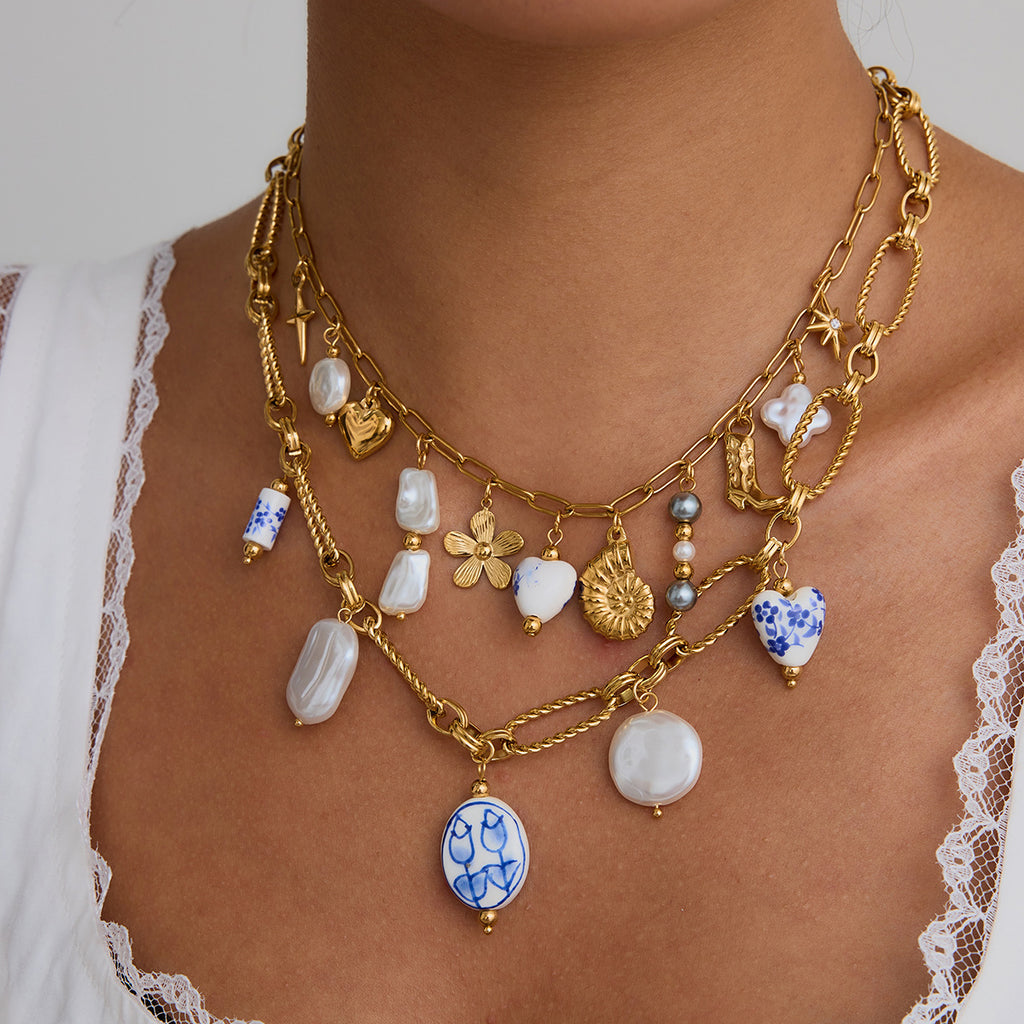 Damen Halskette mit charmanten Anhängern und hypoallergener Edelstahlverarbeitung Shop Nory