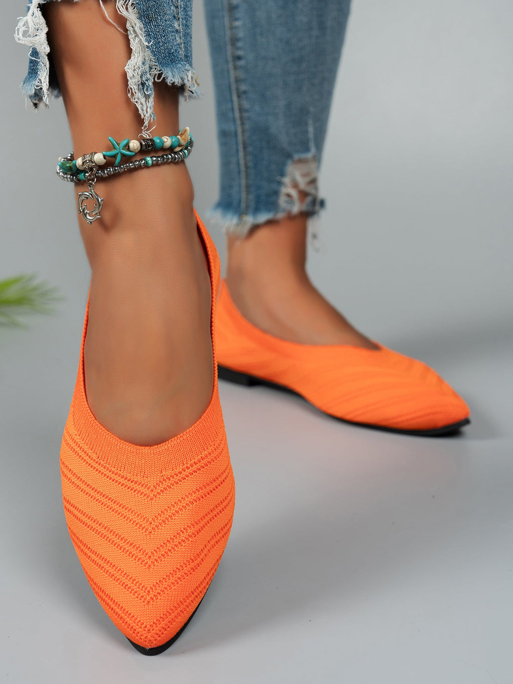 Damen Ballerinas aus atmungsaktivem Strickmaterial mit elegantem Schnitt