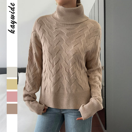 Damen nan grobstrick Rollkragenpullover mit Zopfstruktur, oversized Schnitt und längeren Ärmeln Shop Nory
