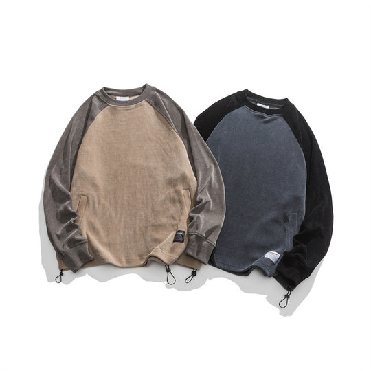 Unisex Oversize Cord-Sweatshirt mit Raglanärmeln, Kängurutaschen und Tunnelzugsaum Shop Nory