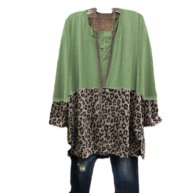 Damen A-Linien-Tunika mit Colourblock und Leoparden-Print Shop Nory