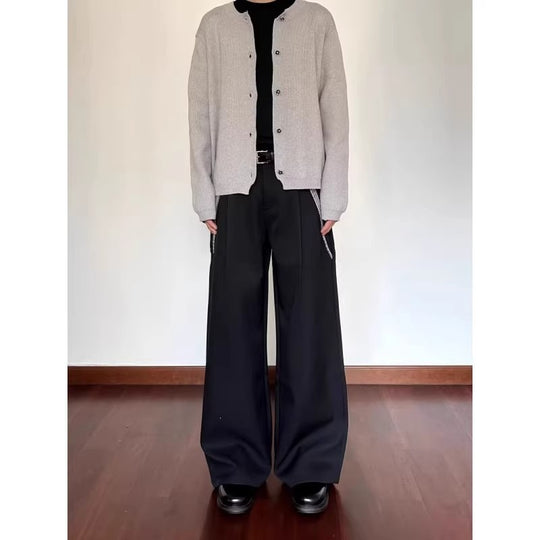 Herren Weite Anzughose mit hohem Bund und Karomuster-Einsätzen Shop Nory