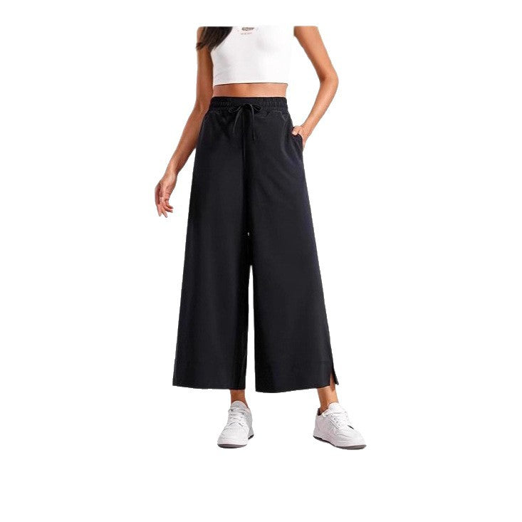 Damen nan weite Culotte-Hose mit elastischem Bund, Tunnelzug und seitlichen Schlitzen Shop Nory