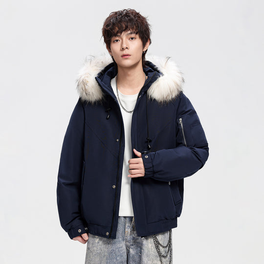 Herren Modische Winterjacke mit abnehmbarem Kunstfellkragen Shop Nory