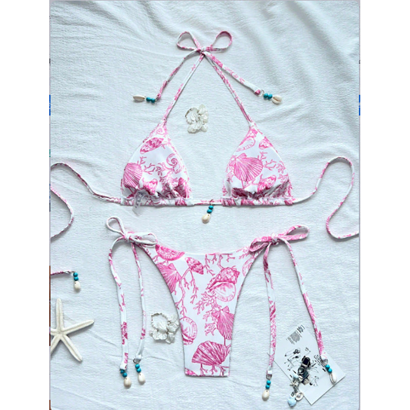 Damen Strand-Bikini-Set mit verstellbaren Trägern und maritimen Accessoires