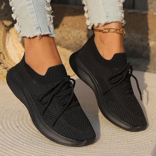 Damen Atmungsaktive Sneaker mit elastischem Strick-Obermaterial und stützendem Fußbett