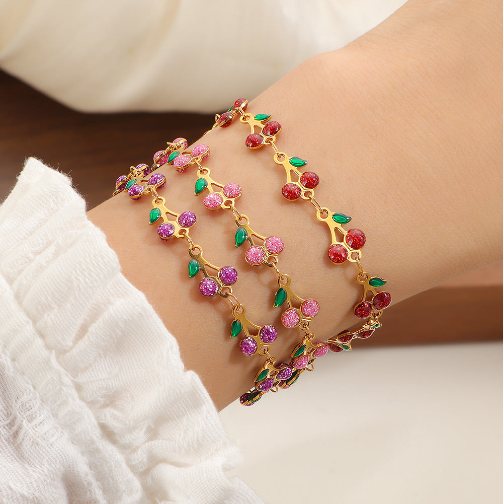 Damen zarte Fußkette mit floralem Design und bunten Kristallelementen Shop Nory