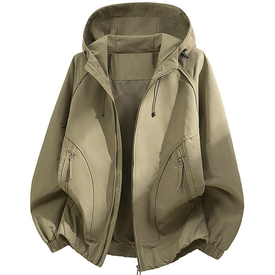 Herren Kapuzen-Utility-Softshelljacke mit Oversize-Schnitt, Reißverschlusstaschen und elastischem Saum Shop Nory