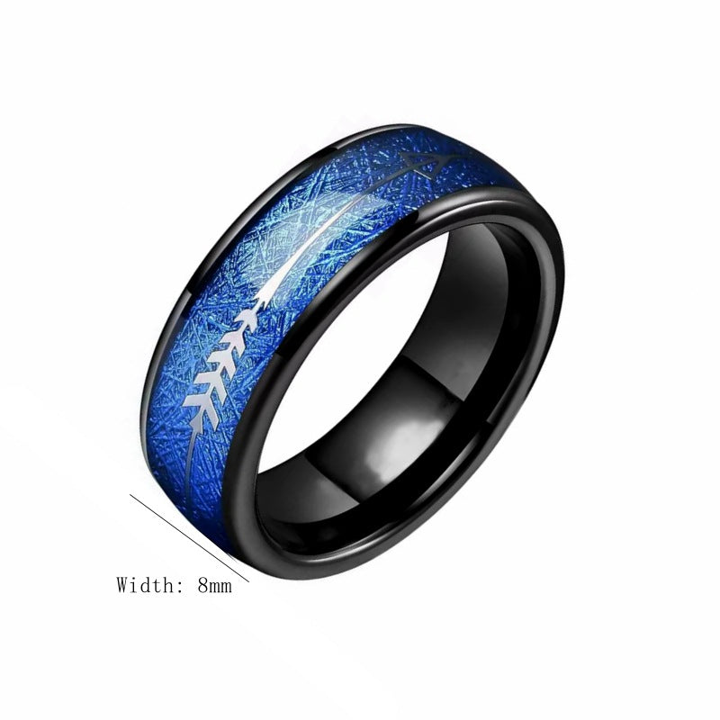 Herren Ring mit innovativen, graffitibasierten Muster und eleganter Schwarze Keramikeinlage Shop Nory