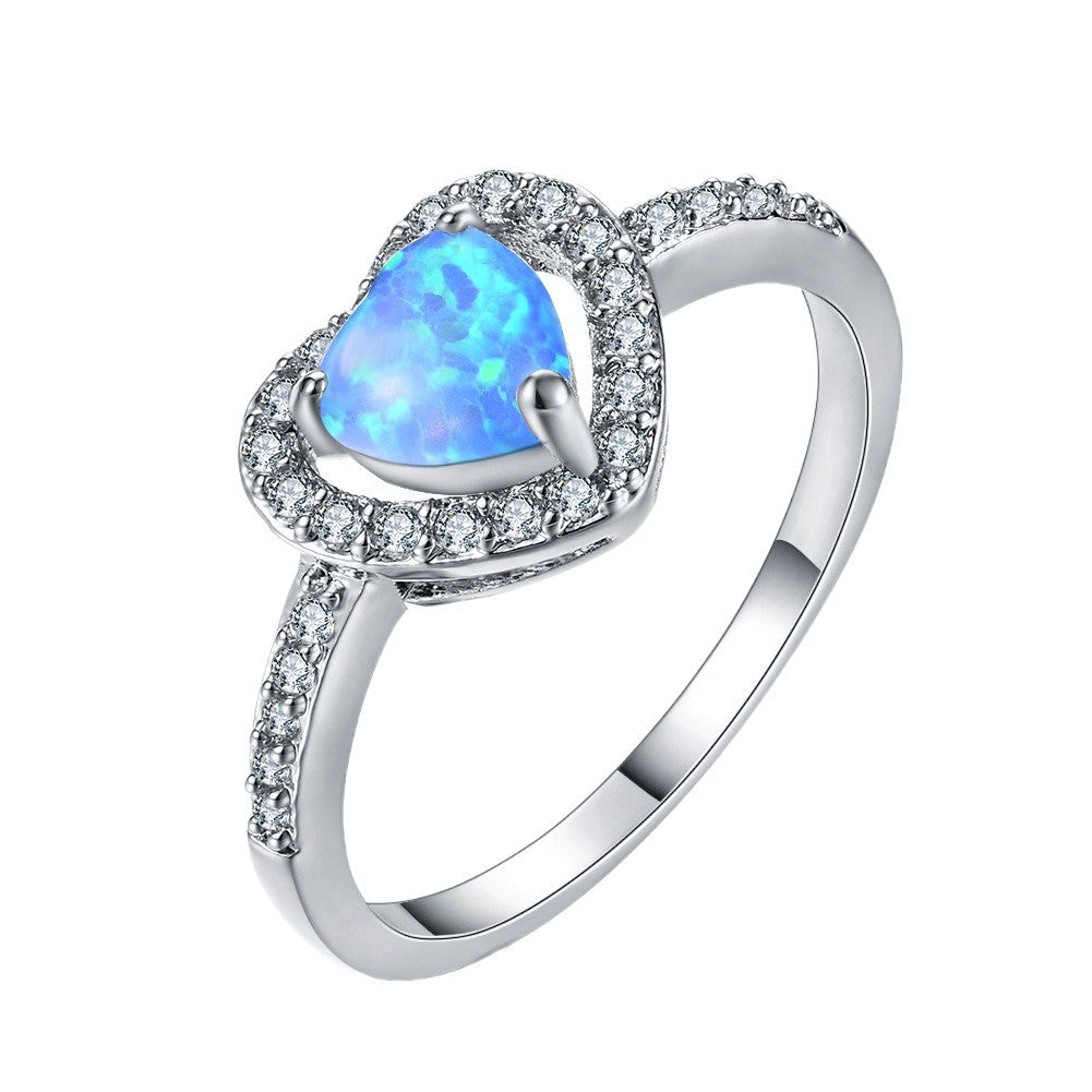 Damen Ring mit herzförmigem Opal und funkelnden Zirkonia-Verzierungen Shop Nory