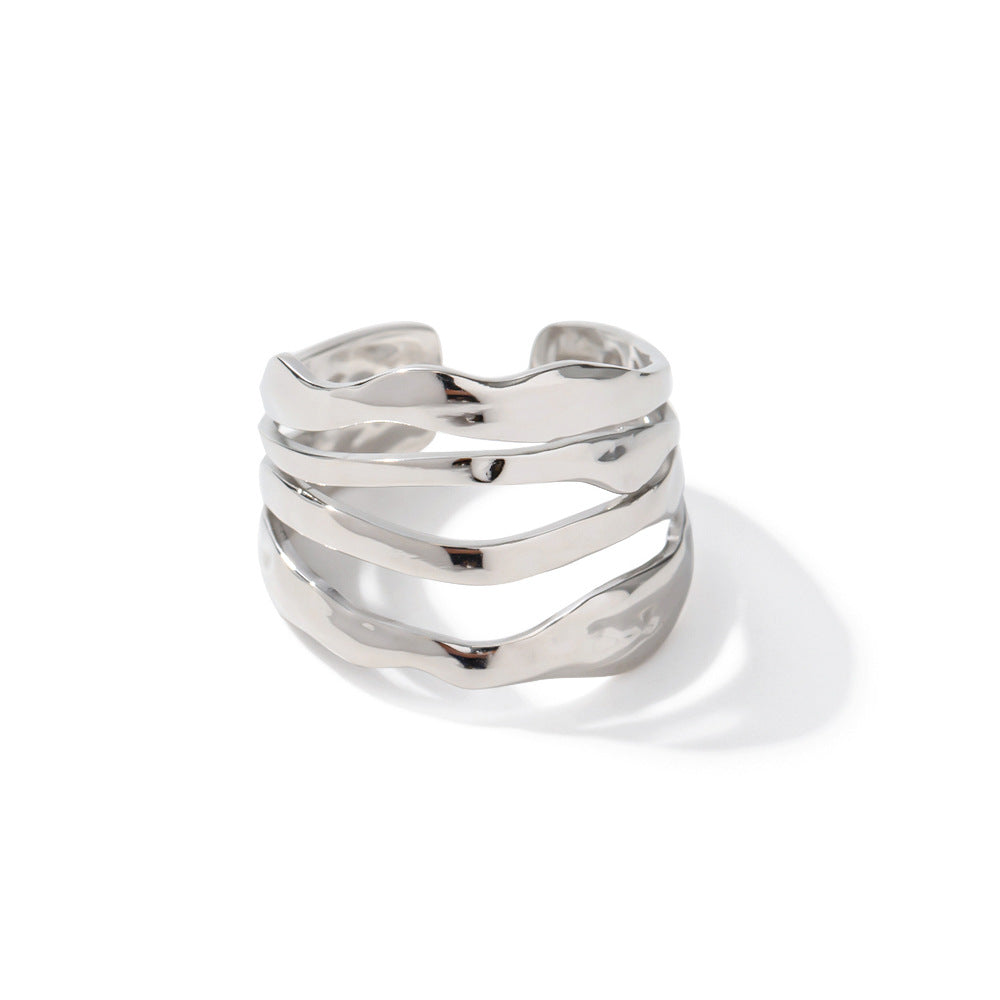 Damen Offener Ring mit modernem Wickeldesign aus hypoallergenem Edelstahl Shop Nory