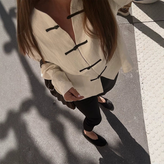 Damen Oversize-Boxy-Jacke mit Knebelverschlüssen und Mandarinkragen Shop Nory