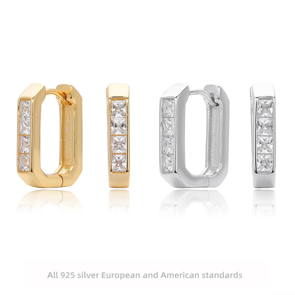 Damen Ohrcreolen mit glänzendem Zirkonbesatz aus hochwertigem 925 Sterling Silber Shop Nory
