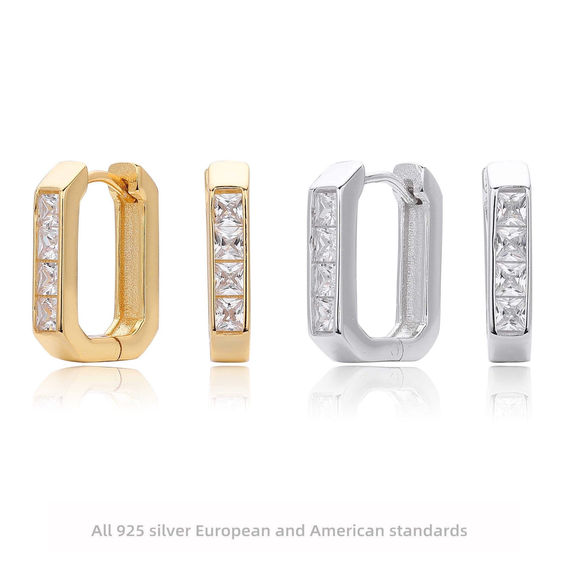 Damen Ohrcreolen mit glänzendem Zirkonbesatz aus hochwertigem 925 Sterling Silber Shop Nory
