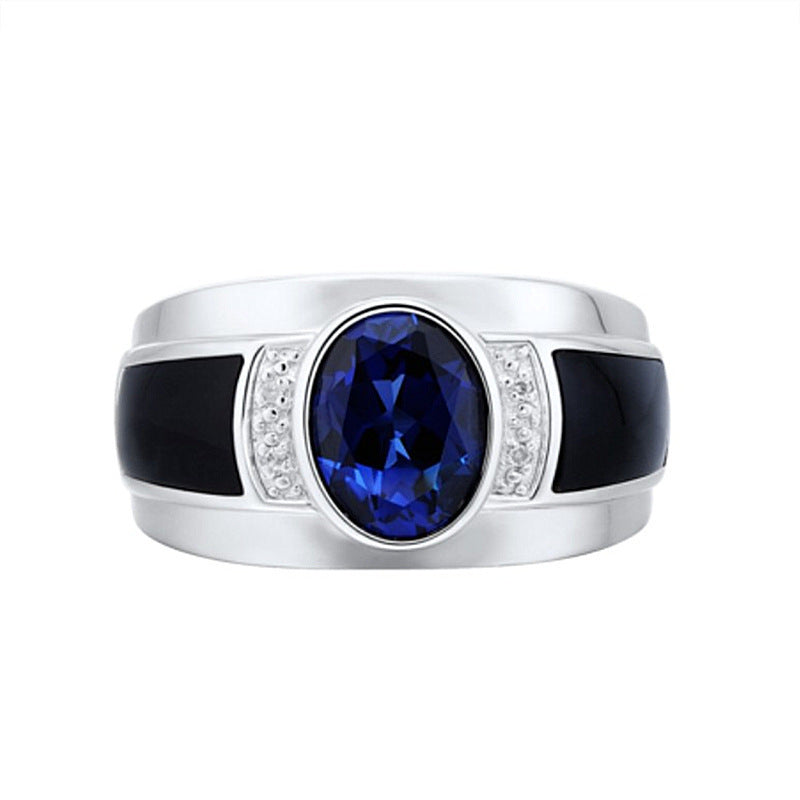 Damen Eleganter Ring mit strahlendem Zirkonia und tiefblauem Stein Shop Nory