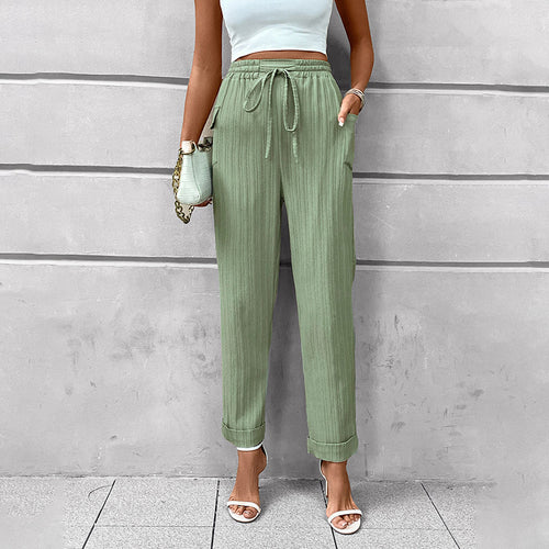 Damen Leichte High‑Waist-Hose mit Gummibund, Kordelzug und aufgesetzten Taschen Shop Nory