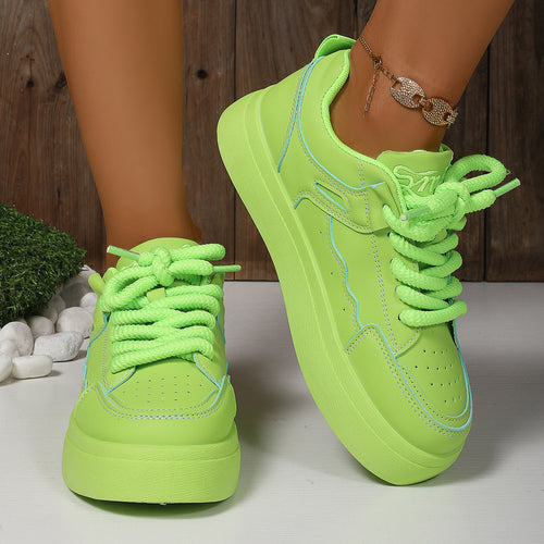 Damen Plateau-Sneaker mit dicker Laufsohle, übergroßen Schnürsenkeln und gepolstertem Knöchelbereich Shop Nory