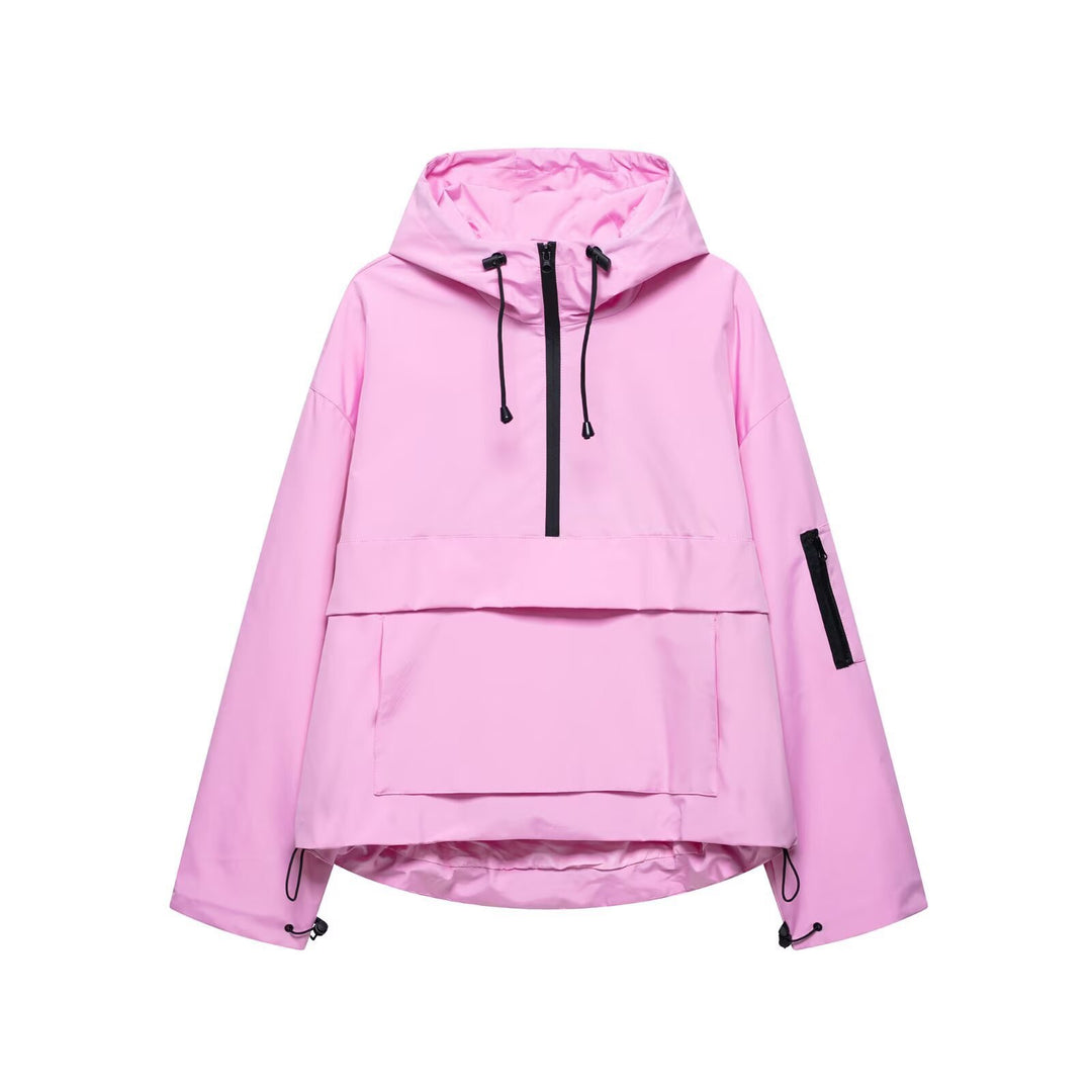 Unisex nan technischer Windbreaker Anorak mit halbhohem Reißverschluss Kapuze und Kängurutasche Shop Nory