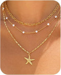 Damen Halskette mit mehrlagigem Design und maritimem Sternanhänger Shop Nory