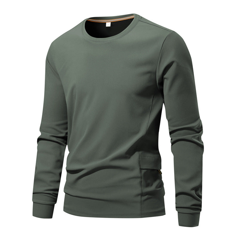 Herren Atmungsaktives Langarm-Technikshirt mit Rundhals und seitlicher Utility-Tasche Shop Nory