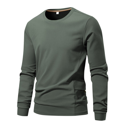 Herren Atmungsaktives Langarm-Technikshirt mit Rundhals und seitlicher Utility-Tasche Shop Nory