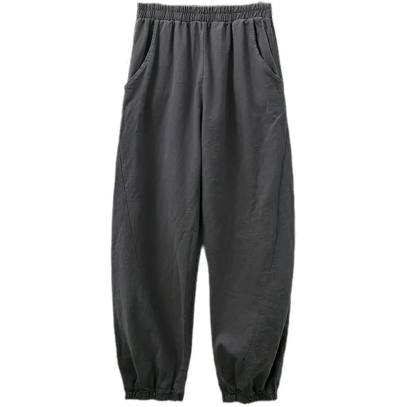 Damen nan lockere Leinen-Haremshose mit elastischem Bund und Fußbündchen Shop Nory