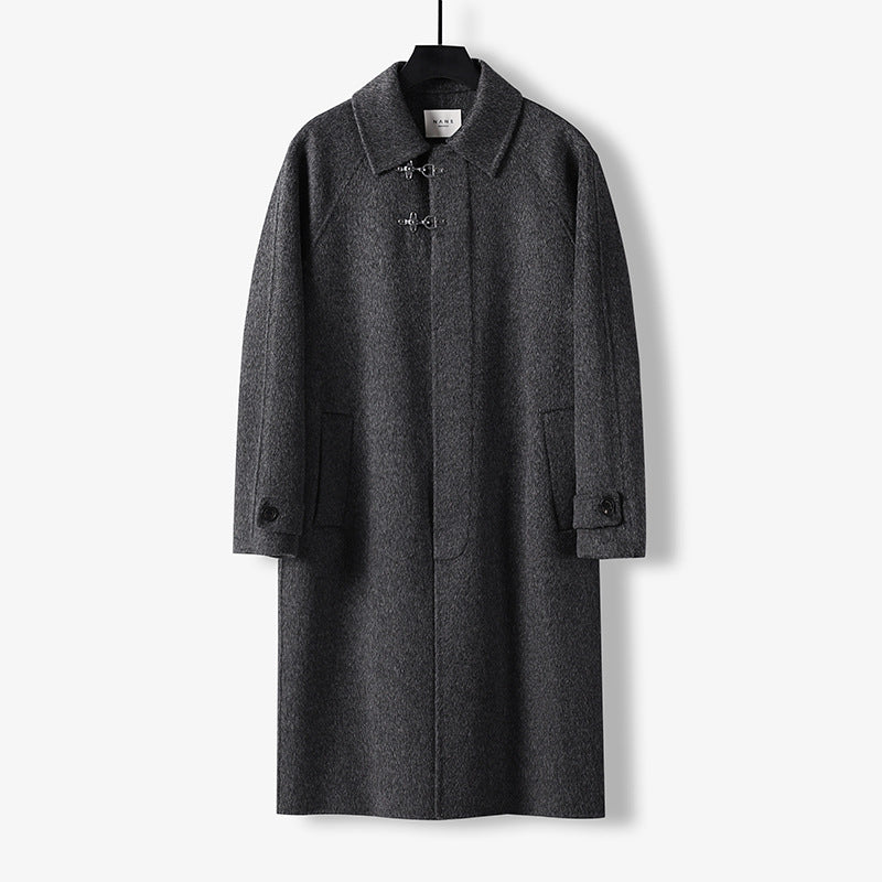 Herren Gerader Wollmix-Longcoat mit verdeckter Front und dekorativen Knebelverschlüssen Shop Nory
