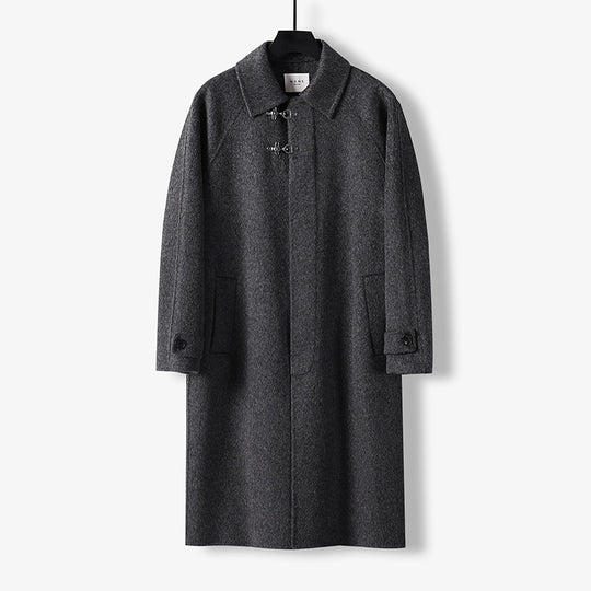 Herren Gerader Wollmix-Longcoat mit verdeckter Front und dekorativen Knebelverschlüssen Shop Nory