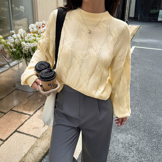 Damen nan cropped Zopfmuster-Pullover mit kastiger Silhouette, überschnittener Schulter und geripptem Saum Shop Nory