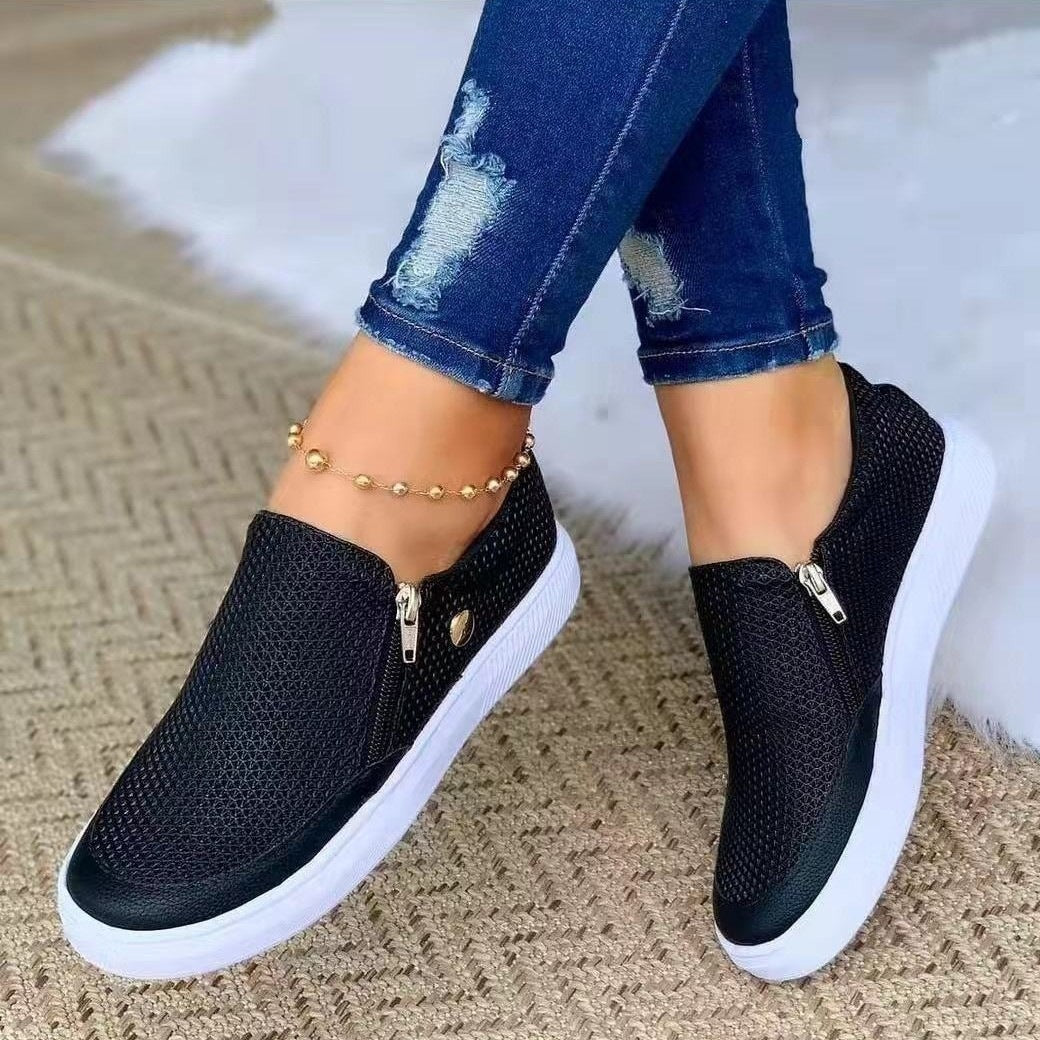 Damen Slip-On Mesh-Sneaker mit seitlichem Zipper und dicker Gummisohle Shop Nory