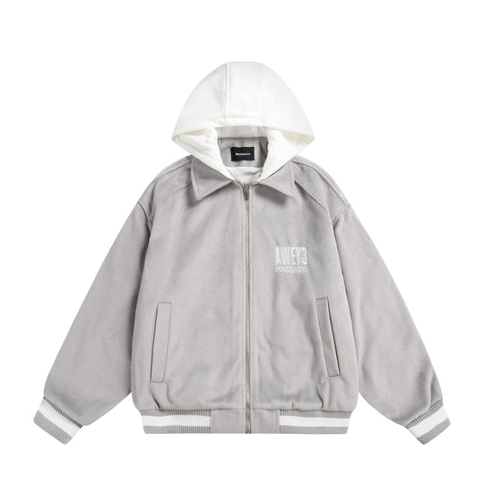 Unisex Oversize Fleece-Bomberjacke mit Kontrastkapuze Shop Nory