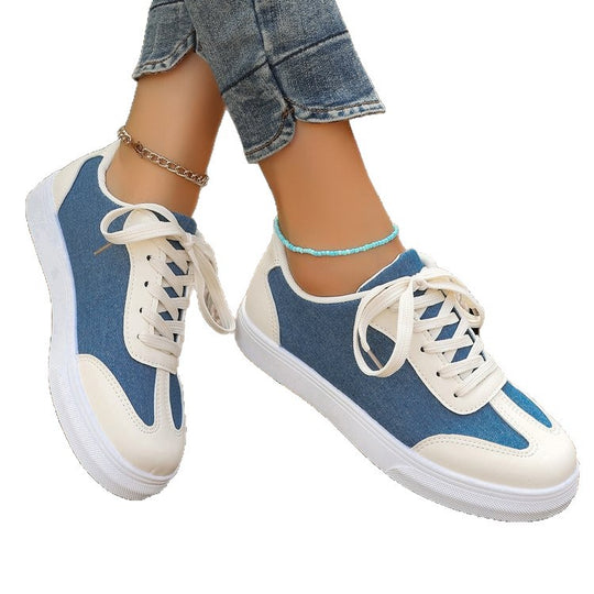 Damen Plateau‑Sneaker im Denim‑Look mit gepolstertem Komfortfußbett und Elastik‑Schnürung Shop Nory
