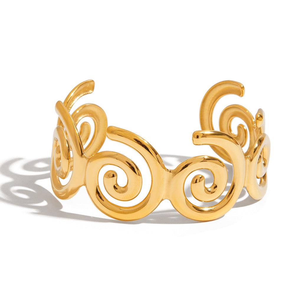 Damen Offenes Armreif mit elegantem Schwungdesign aus hypoallergenem Edelstahl Shop Nory
