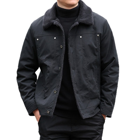 Herren Kurzjacke mit Teddyfutter und Umlegekragen, winddichte Übergangsjacke Shop Nory