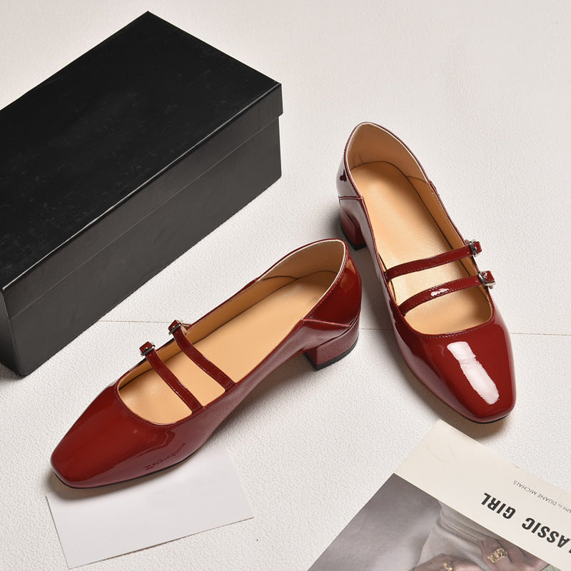 Damen Elegante Ballerinas mit schickem Riemchenverschluss und komfortablem Blockabsatz