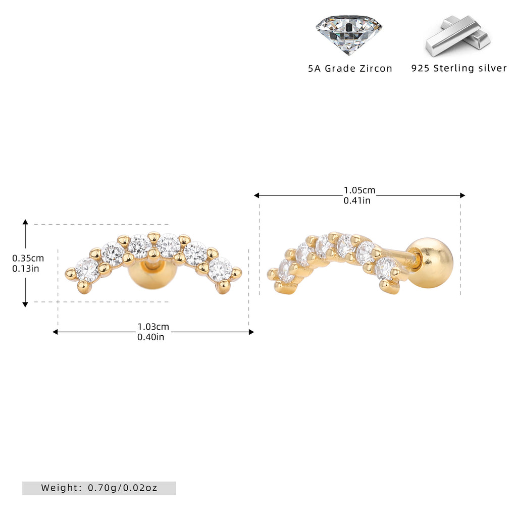 Damen Ohrstecker mit eleganter Bögen-Design aus 925 Sterling Silber Shop Nory