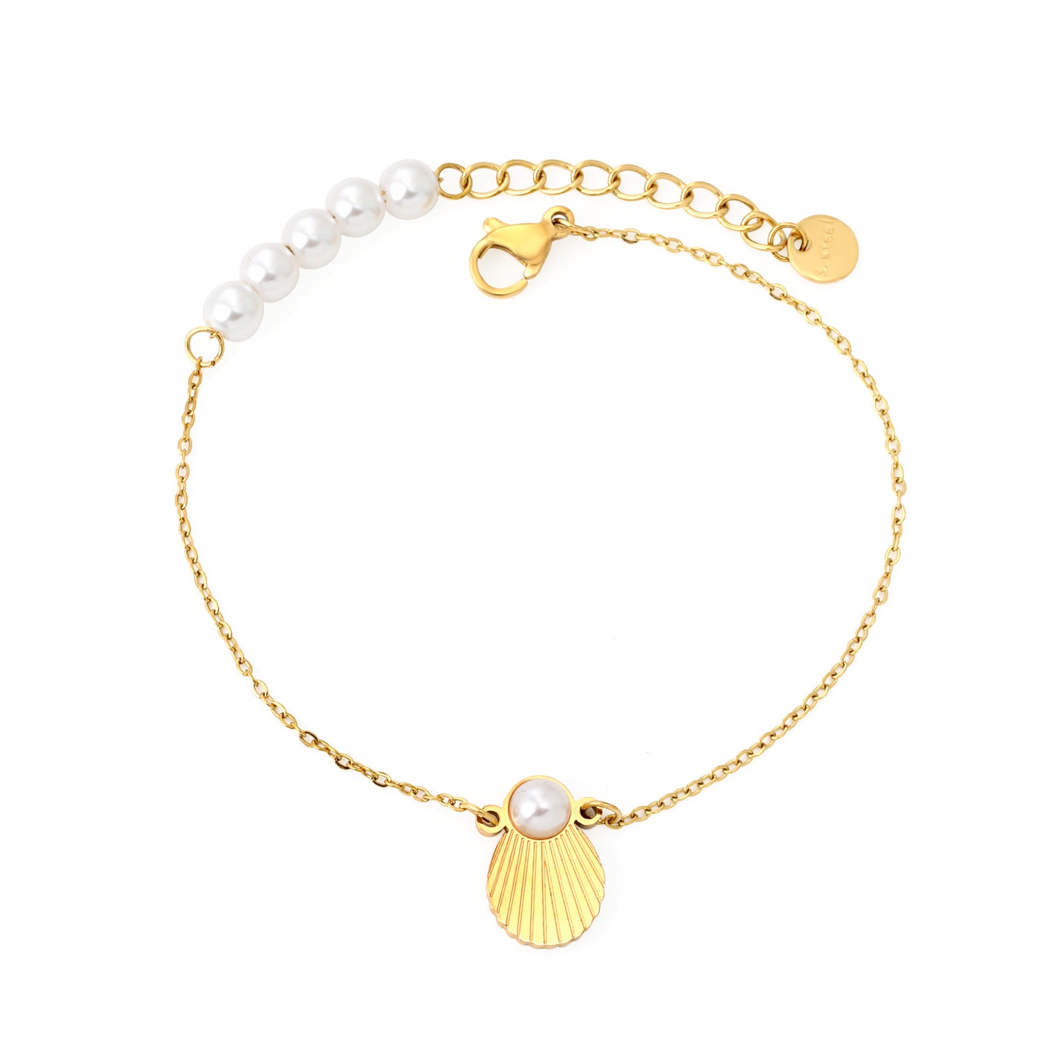 Damen Armband mit elegantem Muschel-Anhänger und Perlenakzenten Shop Nory