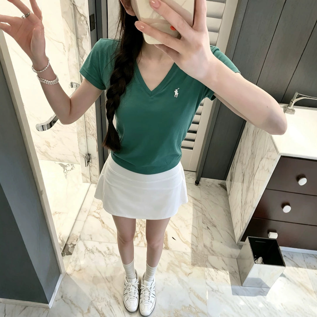 Damen V-Ausschnitt T-Shirt Shop Nory