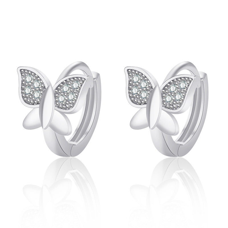 Damen Ohrringe mit filigranem Schmetterlingsdesign und hochwertigen Zirkonia Shop Nory