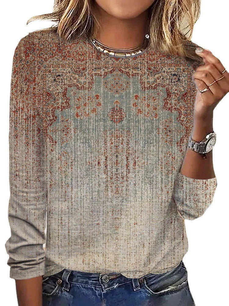 Damen Langärmeliges Oversize-Sweatshirt mit abstraktem Aquarell-Mosaikprint Shop Nory