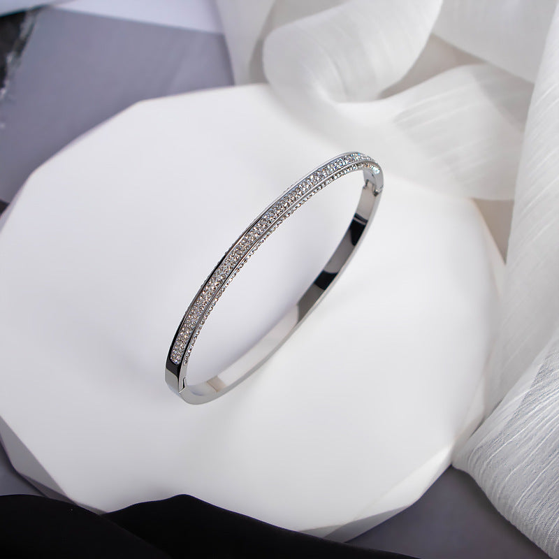 Frauen Glitzernde Kristallbesetzte Schlanke Armreif Bracelet Shop Nory