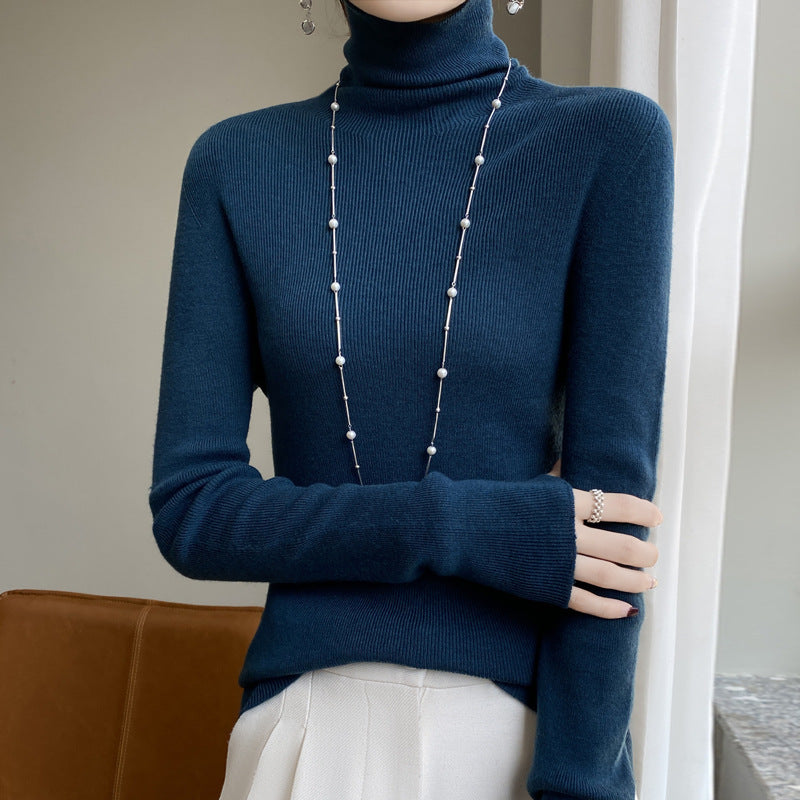 Damen Schmaler Rollkragen-Feinstrickpullover mit elastischer Rippenstruktur und minimalistischer Silhouette Shop Nory