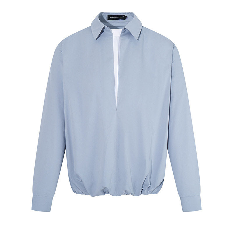 Damen Elegante Bluse mit verdeckter V-Schlitzfront, Hemdkragen und elastischem Saum Shop Nory