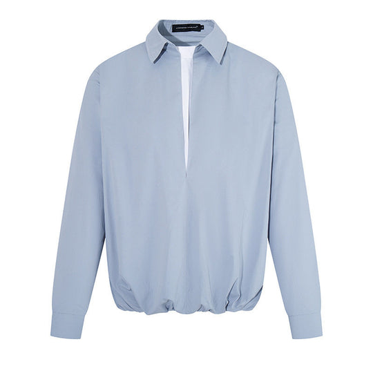 Damen Elegante Bluse mit verdeckter V-Schlitzfront, Hemdkragen und elastischem Saum Shop Nory