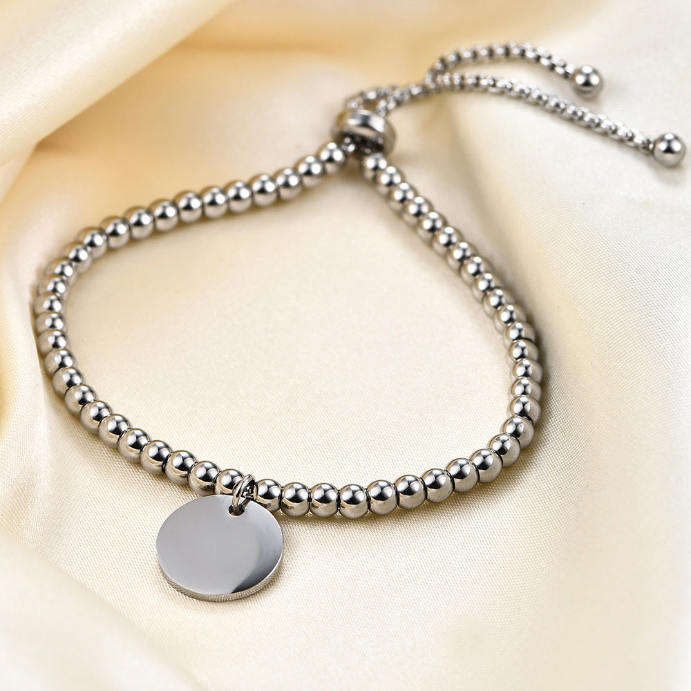 Damen Armband mit verstellbarem Kugeldesign und gravierbarem Anhänger Shop Nory