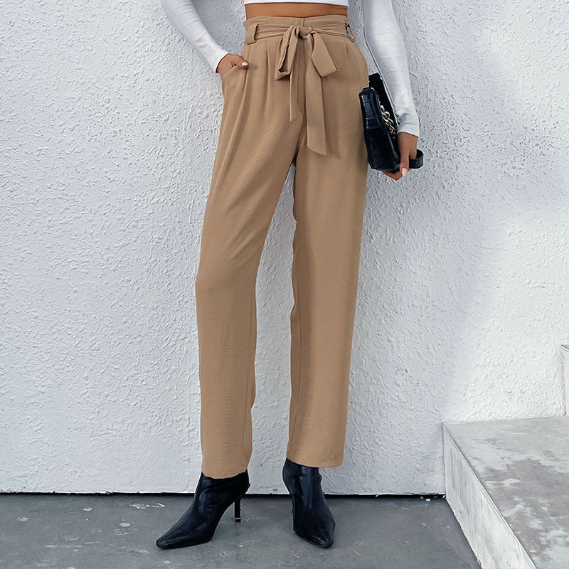 Damen Hochtaillierte Hosen mit Bindegürtel Shop Nory