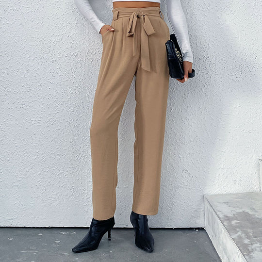 Damen Hochtaillierte Hosen mit Bindegürtel Shop Nory