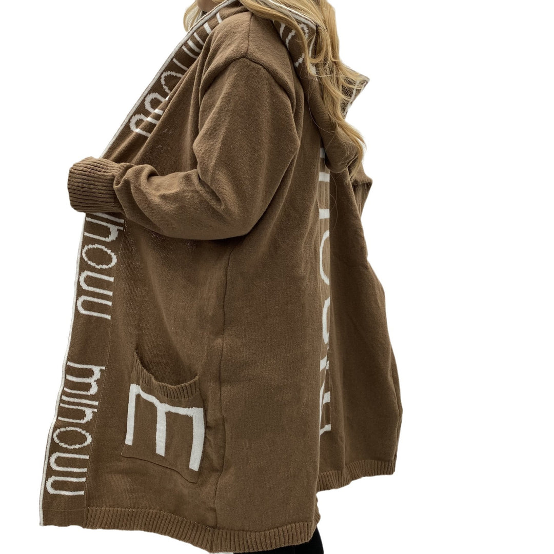 Damen Kapuzen-Cardigan im Oversize-Strick mit Logobordüre Shop Nory