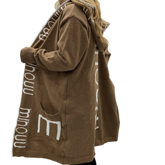Damen Kapuzen-Cardigan im Oversize-Strick mit Logobordüre Shop Nory