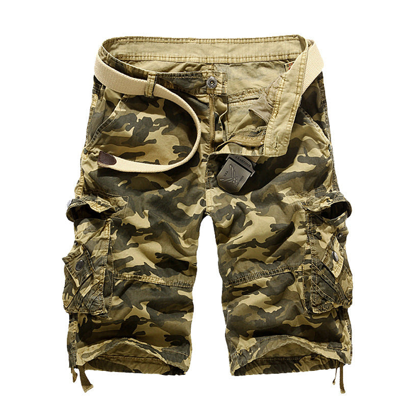 Herren Camo Cargo-Shorts mit mehreren Taschen und verstellbarem Bund